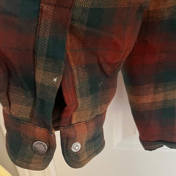 Dickies Men's Plaid Shirt Jacket - Brown, Green and Gold - Picture 7 of 9